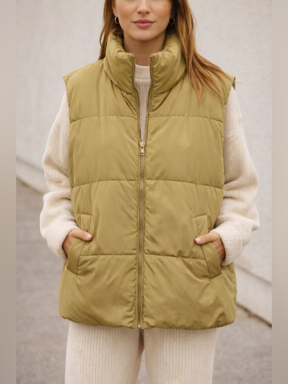 H&M Olive Green Puffer Vest (super oversized XL)